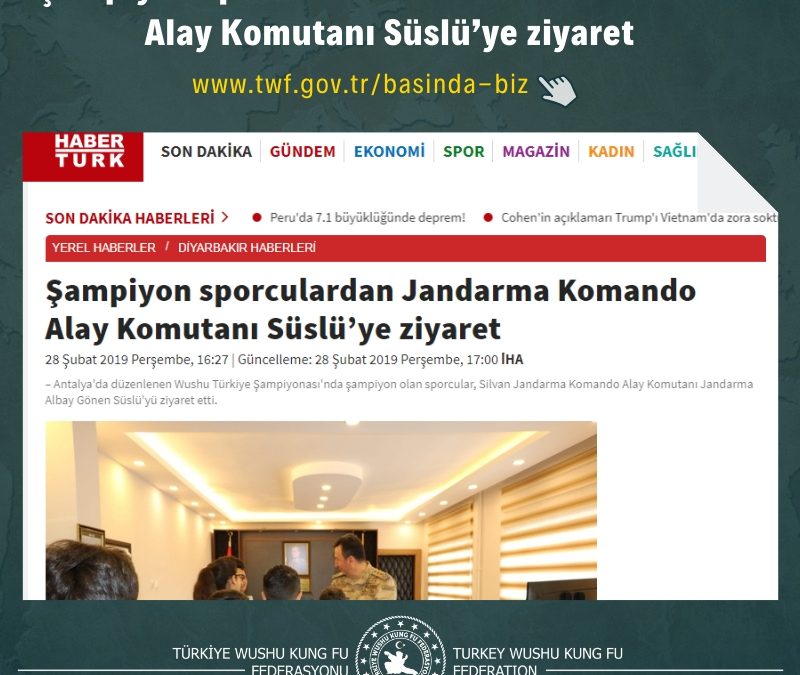 Şampiyon sporculardan Jandarma Komando Alay Komutanı Süslü’ye ziyaret