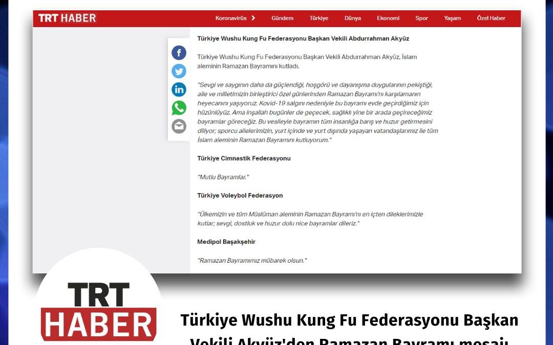 TRT Haber: Spor camiasından bayram mesajları